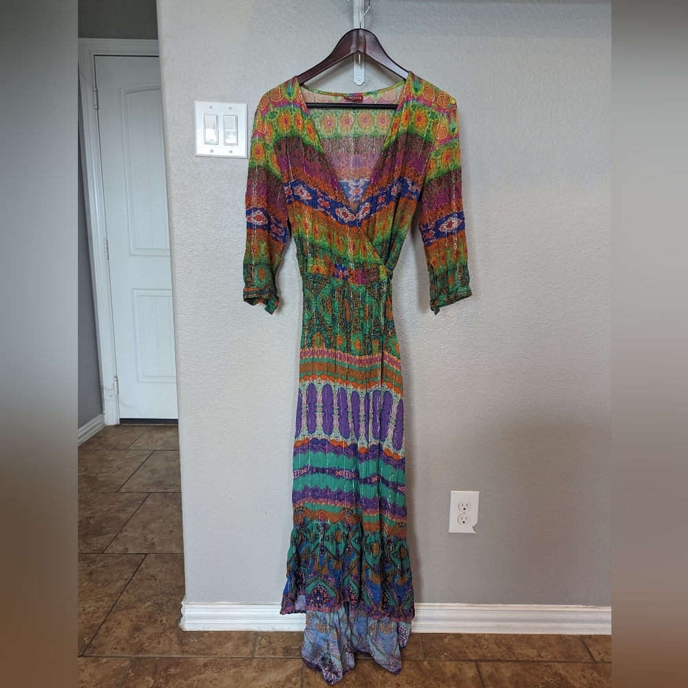 Ruby Yaya colorful floral boho maxi wrap dress